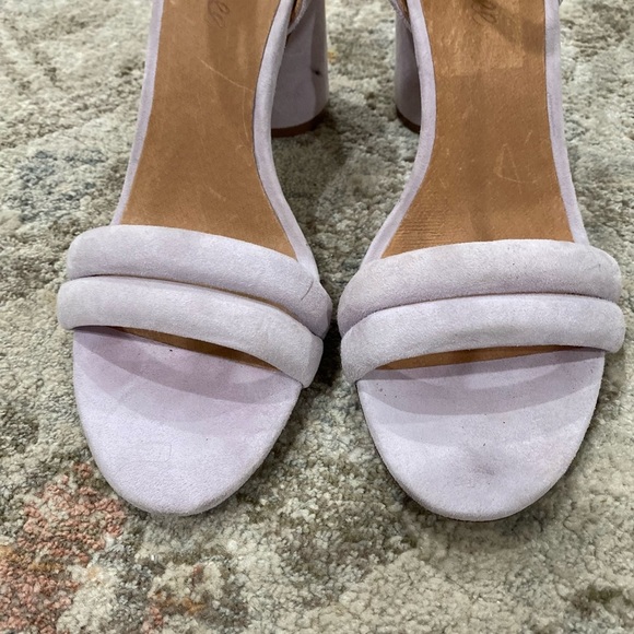 Madewell The Rosalie High-Heel Lilac Lavender Double Strap Suede Sandal Size 8 - Picture 9 of 9